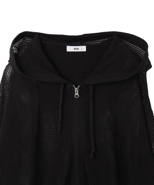 WEGO 【ユニセックス着用ITEM】メッシュニットZIPパーカー ブラック