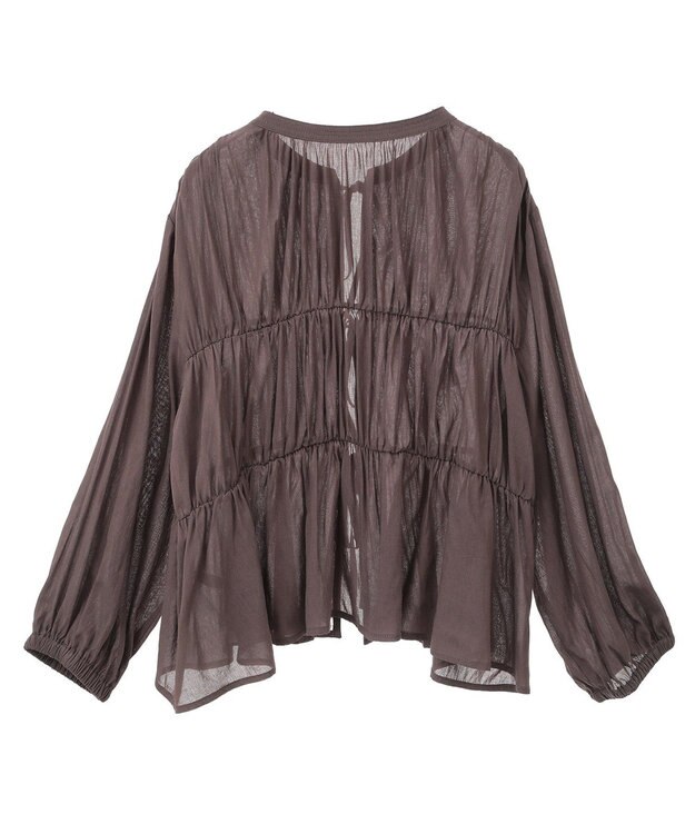 YECCA VECCA リボンデザインシアーブラウス Brown