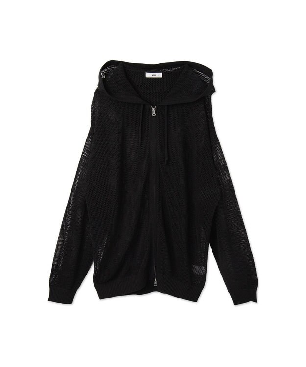 WEGO 【ユニセックス着用ITEM】メッシュニットZIPパーカー ブラック