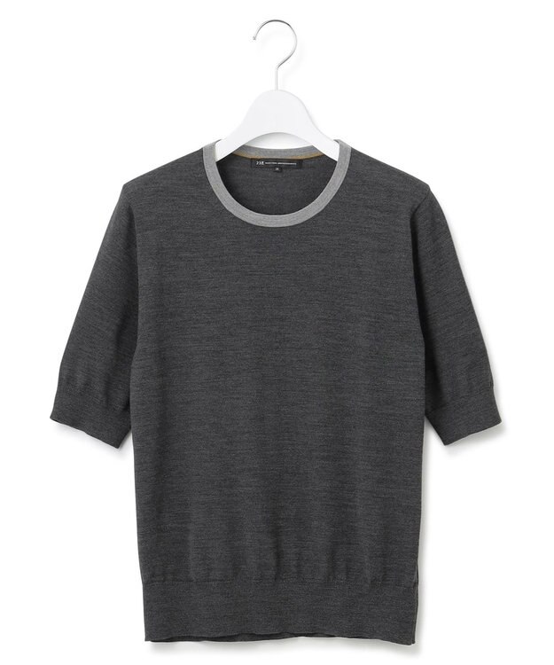 23区 S 【洗える】サステナブルウール 半袖 ニット グレー系1