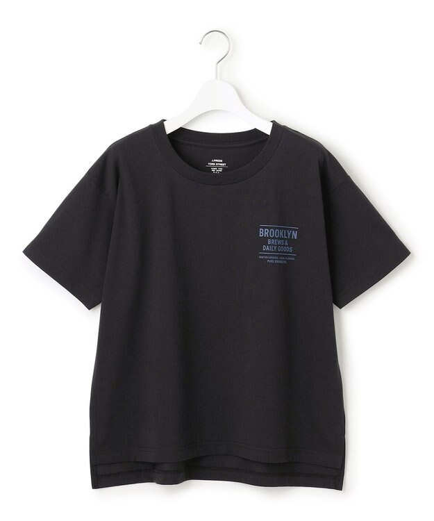 J.PRESS YORK STREET 【WOMEN】カフェロゴプリント Tシャツ ブラック系