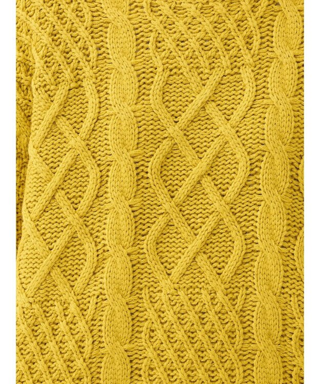 earth music&ecology ウォッシャブルケーブルプルオーバー Mustard