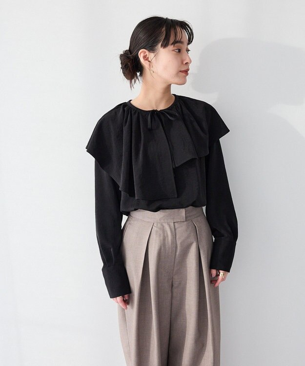 CRAFT STANDARD BOUTIQUE ＜セレモニー＞着脱可能/2WAYフリルカラーブラウス Black