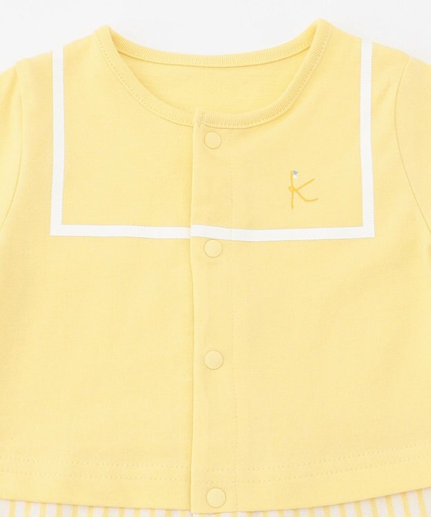 組曲 KIDS 【70cm】セーラーボーダー ロンパース イエロー系1