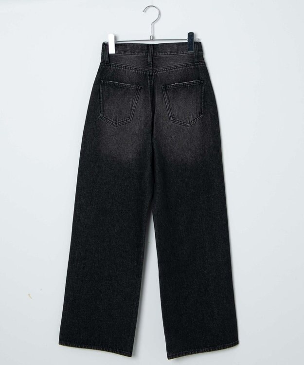 WEGO 【新色追加/美脚/XS～Lサイズ展開】ストレートデニムパンツ ブラック中濃色