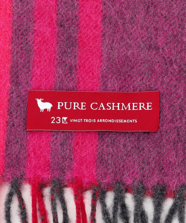 23区 カシミヤ チェック マフラー レッド系