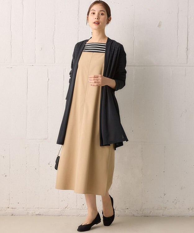 組曲 【WEB限定】シアーツイルジャージー ロングカーディガン ブラック系