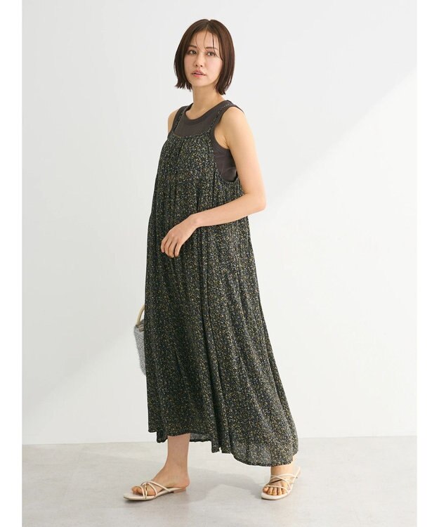 Green Parks 楊柳クレープボリュームキャミワンピース Yellow