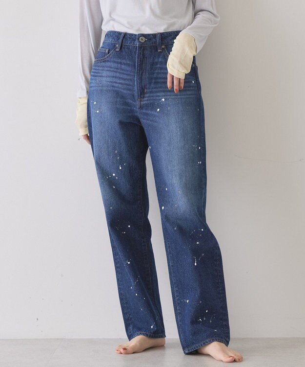 AMERICAN HOLIC ルーズストレートペイントデニム Indigo