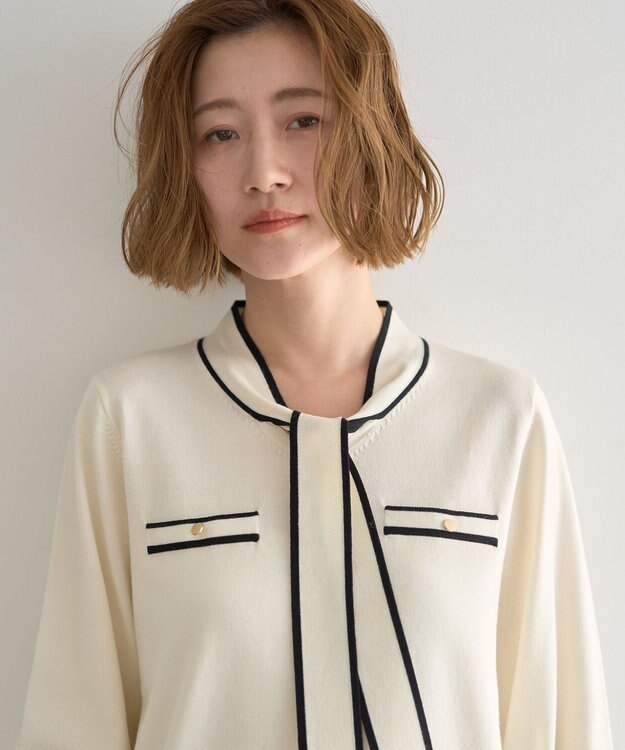 YECCA VECCA 配色ボウタイニット Ivory