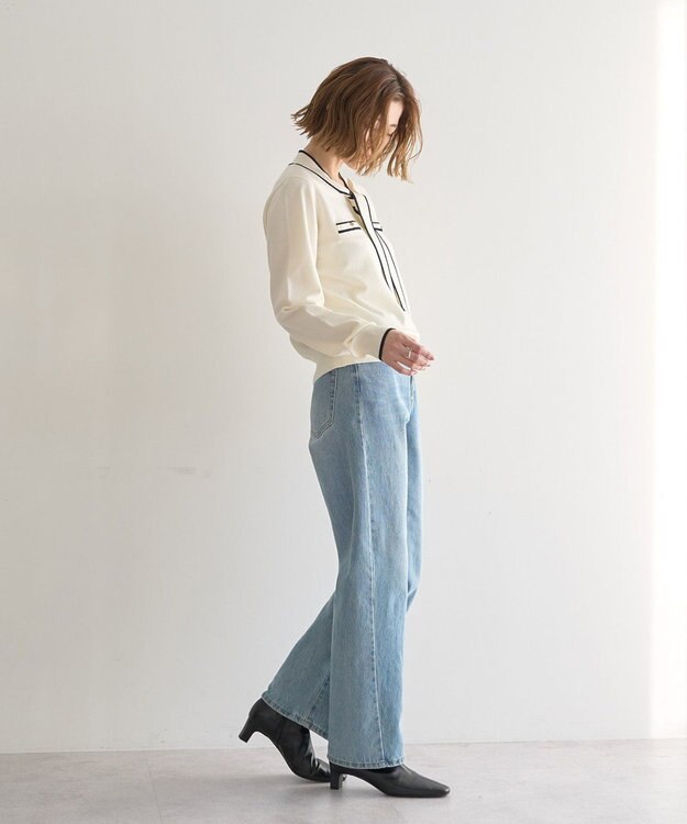 YECCA VECCA 配色ボウタイニット Ivory