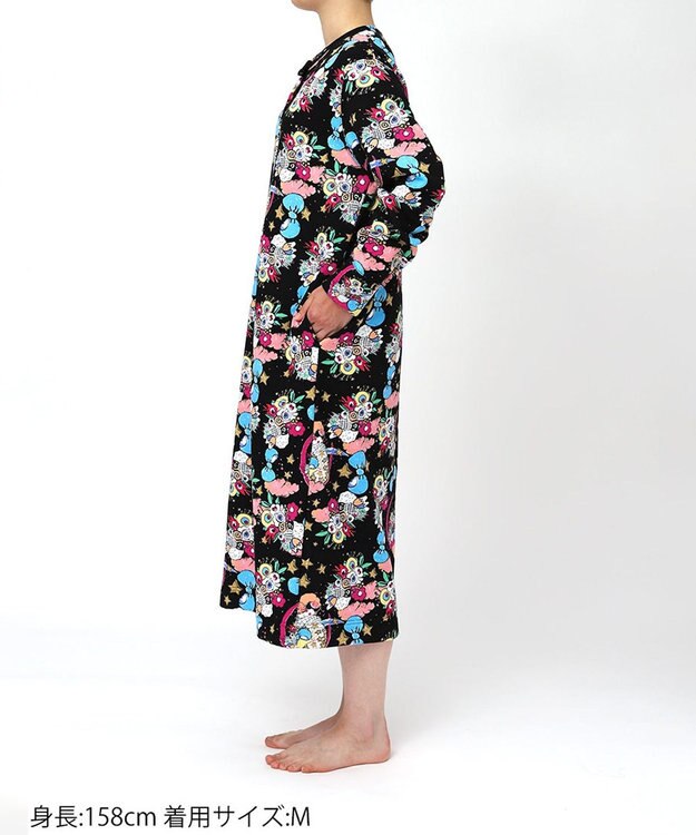 tsumori chisato SLEEP ツモリチサト ネグリジェ 綿100%(本体) あったか 長袖 ルームウェア レディース UNW407 /ワコール ブラック