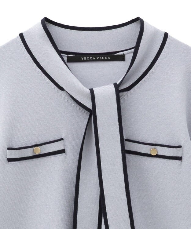 YECCA VECCA 配色ボウタイニット Light Blue