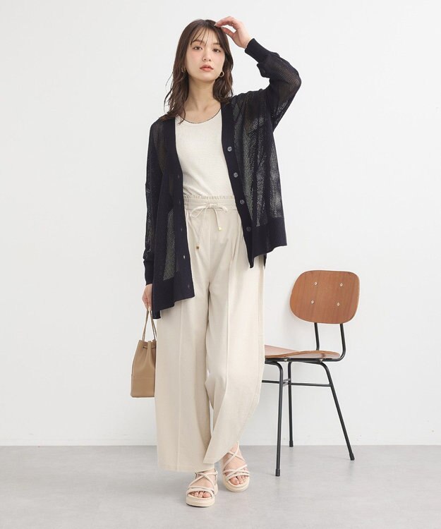 earth music&ecology メッシュルーズカーディガン Black