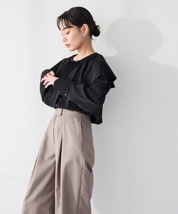 CRAFT STANDARD BOUTIQUE ＜セレモニー＞着脱可能/2WAYフリルカラーブラウス Black