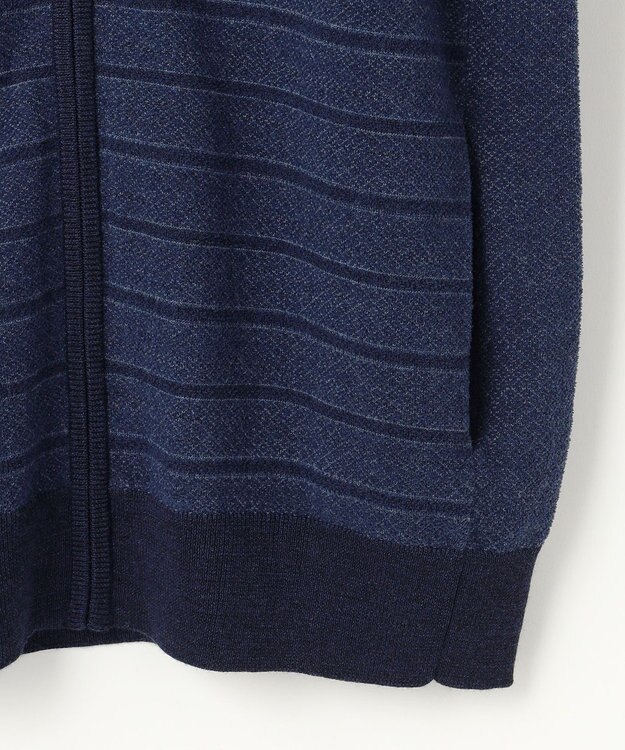 JOSEPH ABBOUD 【軽い】シェニールヤーンジャカード ジップ ブルゾン ダルブルー系