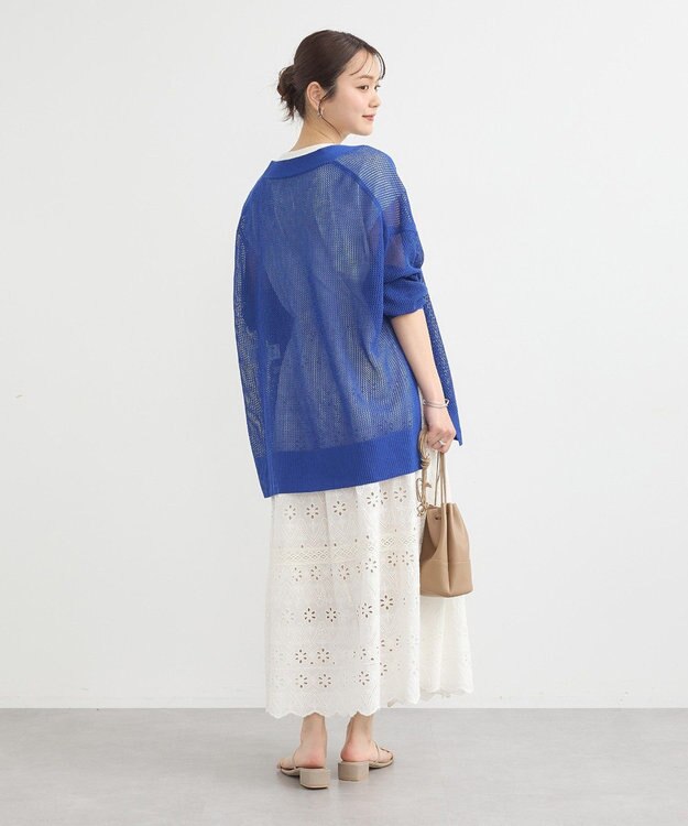 earth music&ecology メッシュルーズカーディガン Blue