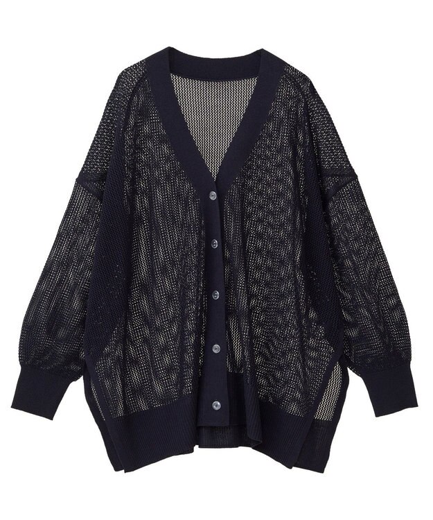 earth music&ecology メッシュルーズカーディガン Black