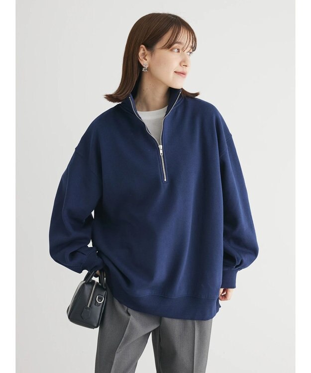 Green Parks ・ＳＵＧＡＲ　ＳＰＯＯＮ　ウラキモウハーフＺＩＰスウェット Navy