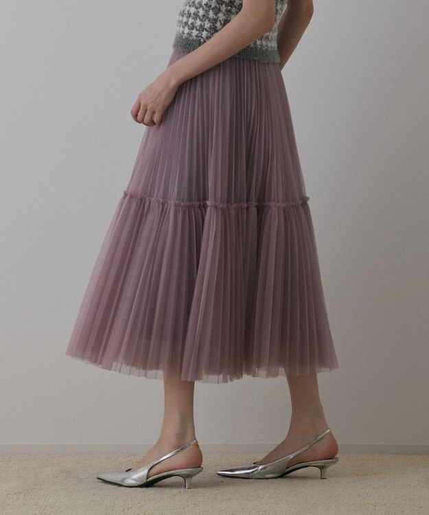 GRACE CONTINENTAL チュールティアードスカート パープル