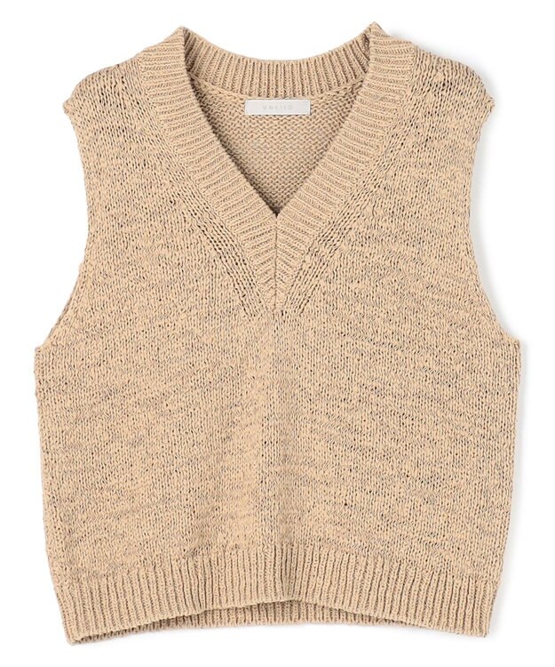 UNFILO テープヤーンニット ベスト キャメル