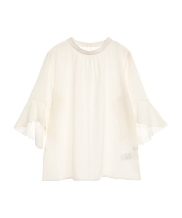 earth music&ecology フリル７分袖ブラウス Off White