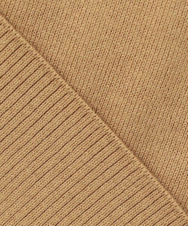 自由区 【洗える】シルクコットンハイゲージ Vネックカーディガン キャメル系