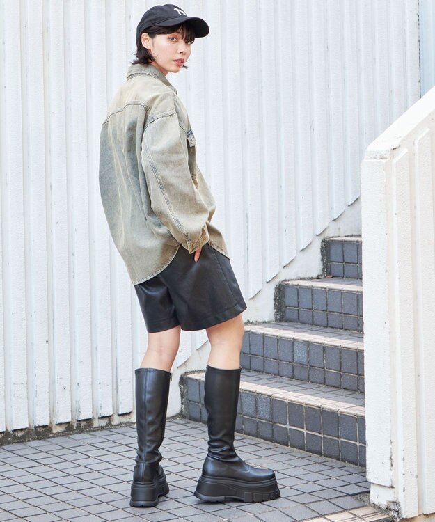 WEGO 【ユニセックス着用ITEM】 デニムBIGシャツ（LS） デニム淡加工色