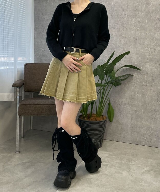 WEGO ベルトツキプリーツスカパン ベージュ