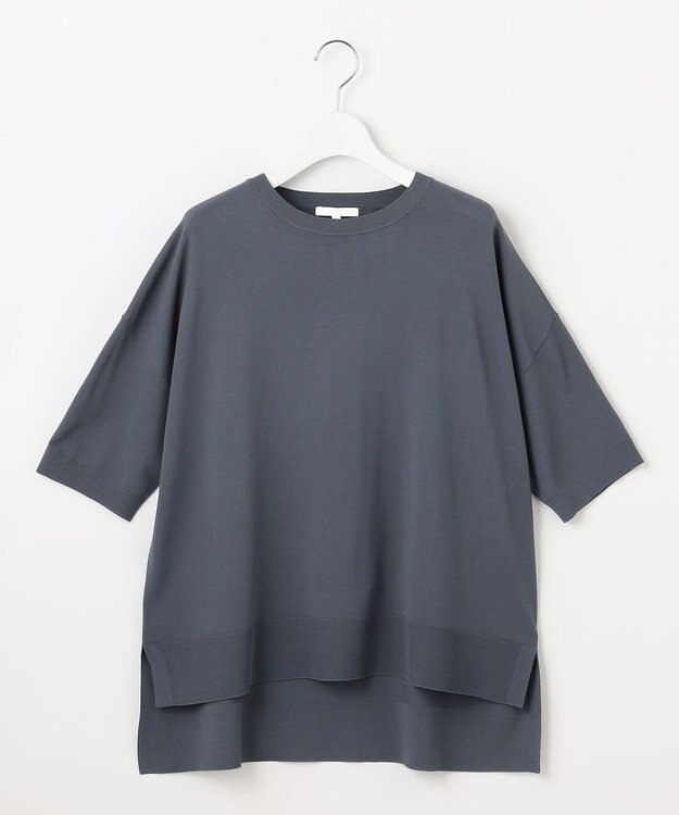 自由区 【接触冷感・UVカット】クレープストレッチプルオーバー ニットⅡ [新色]ブルー