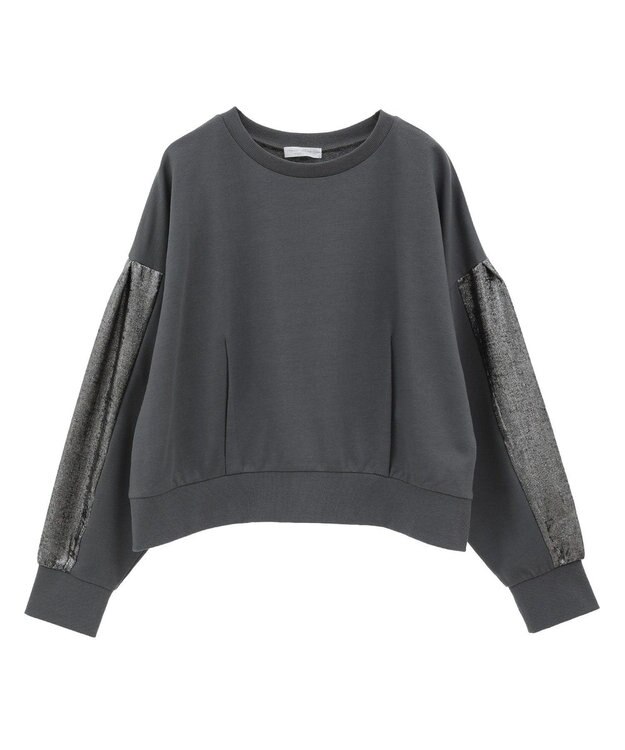 Green Parks 箔プリントドッキング裏毛プルオーバー Charcoal Gray