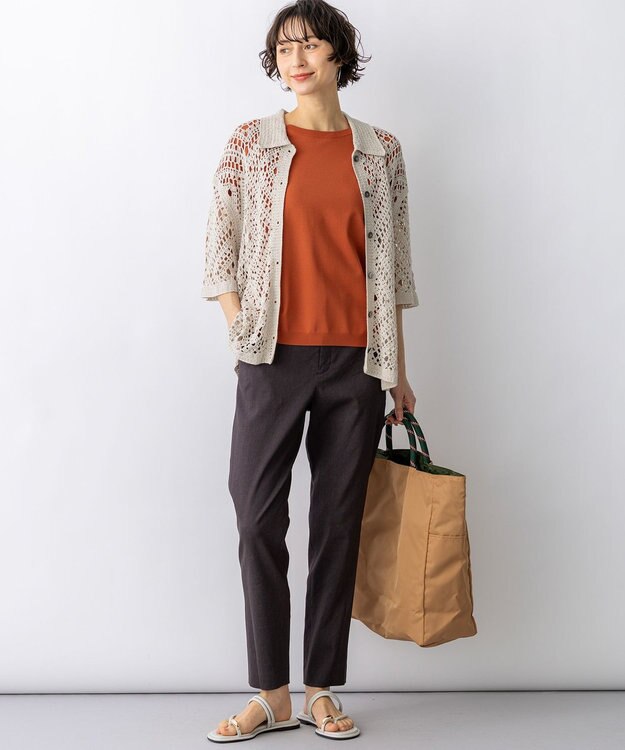 23区 【先行予約】エンブロイダリーレース ポロ ニット ベージュ系