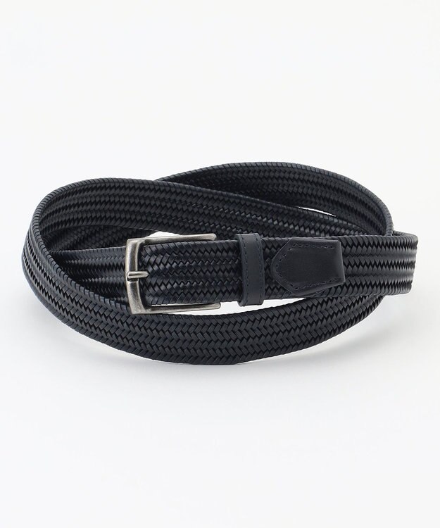 JOSEPH ABBOUD 【キングサイズ・イタリア素材・ストレッチ・日本製】 ストレッチレザー ベルト ネイビー系