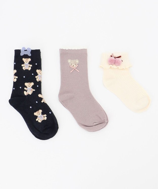 ANY KIDS 【3点セット】ソックス（クマセット） ネイビー系