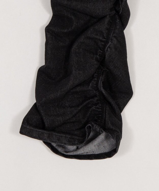 WEGO 【ユニセックス着用ITEM】シャーリングフレアデニムスキニーパンツ デニムブラックソノタ