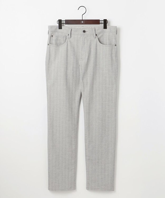 JOSEPH ABBOUD 【キングサイズ・イタリア素材/ストレッチ】ヘリンボンモールスキン5ポケットデザインパンツ ライトグレー系