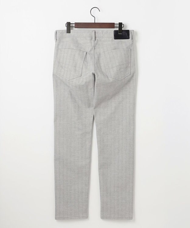 JOSEPH ABBOUD 【キングサイズ・イタリア素材/ストレッチ】ヘリンボンモールスキン5ポケットデザインパンツ ライトグレー系