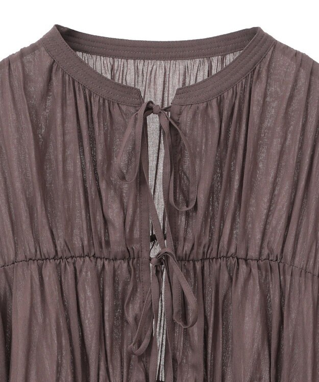 YECCA VECCA リボンデザインシアーブラウス Brown