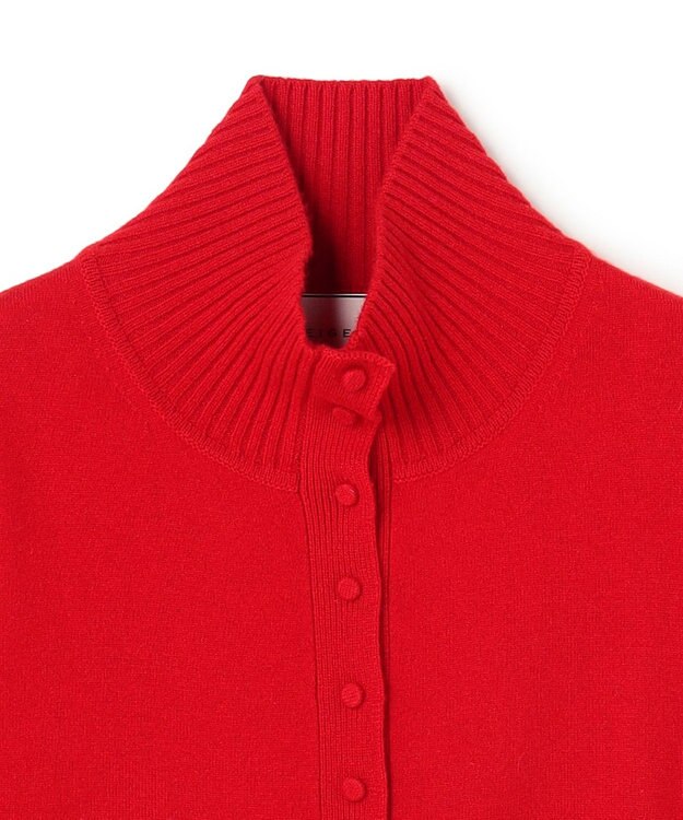 BEIGE， POMPE / ウールカシミヤ ハイネックカーディガン Red