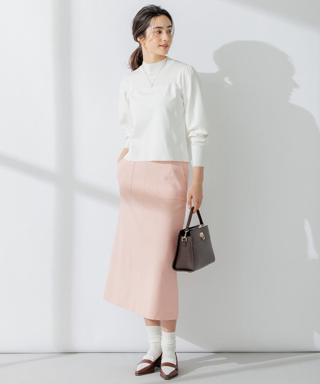 組曲 【洗える・ウエストゴム仕様】2WAYストレッチ スカート ピンク系