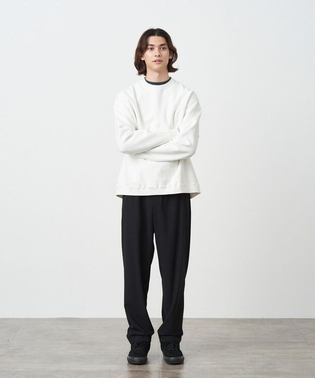 ATON WOOL OXFORD | テーパードイージーパンツ - UNISEX BLACK