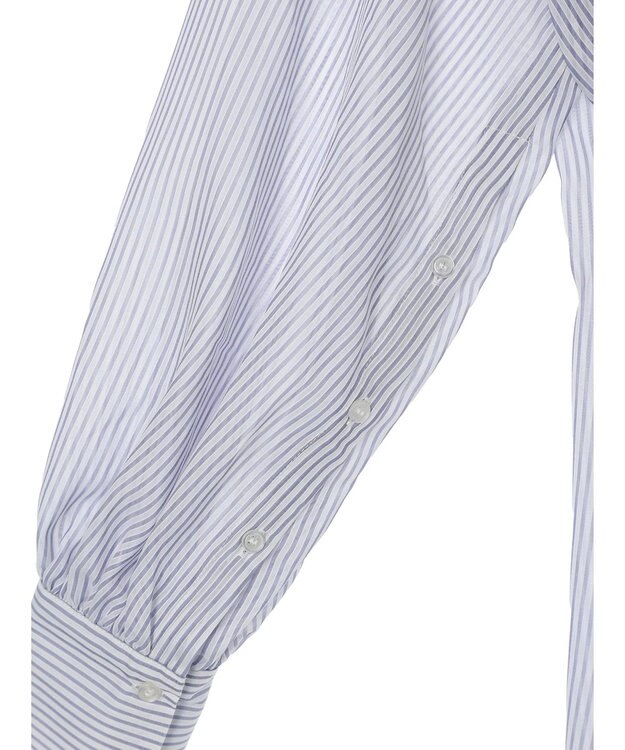 earth music&ecology ワンポイント刺繍ロングシャツ Stripe Navy