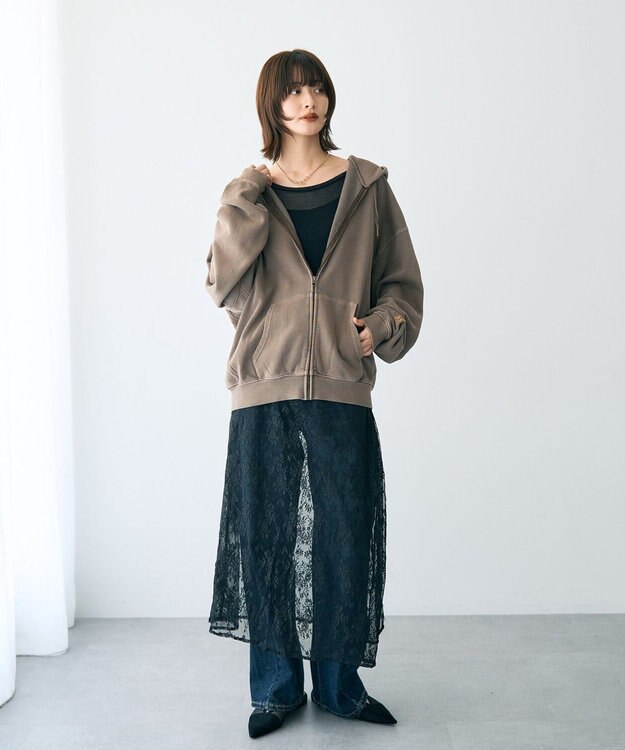 YECCA VECCA 【STAR＆STRIPE】ZIPフーディ Dark Brown