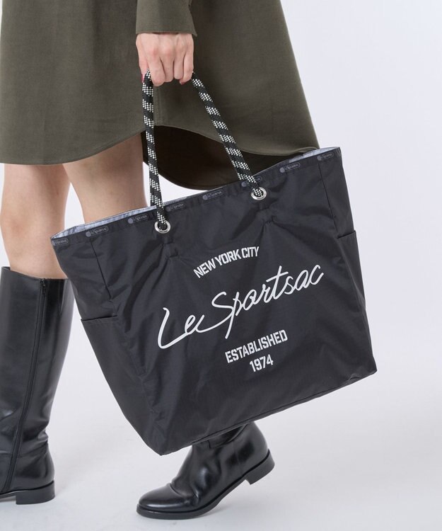 LeSportsac LARGE 2 WAY TOTE/2ウェイブラック/グレーカモ 2ウェイブラック/グレーカモ