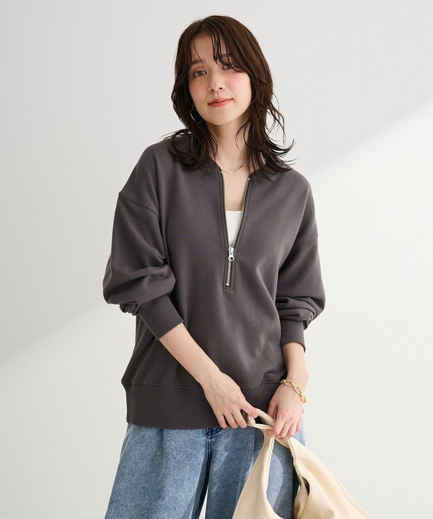 Green Parks ハーフＺｉｐ裏毛プルオーバー Charcoal Gray