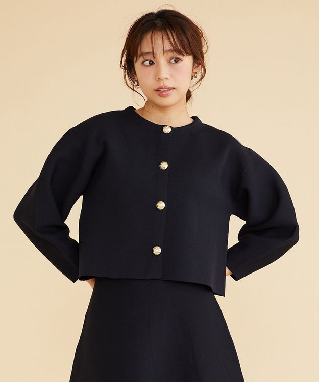 Feroux 【セットアイテム】パフスリーブニット セットアップ ネイビー系