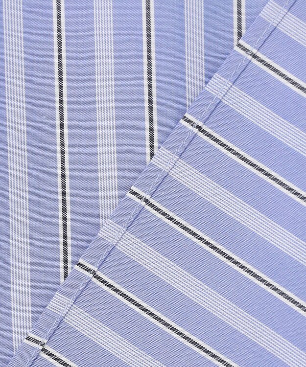 ANY L 【接触冷感/UVカット/抗菌防臭/速乾】エニイファンクション シャーリングブラウス ブルーランダムストライプ