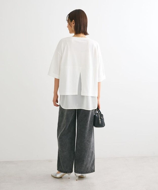 Green Parks ５分袖裾シアードッキングチュニック White