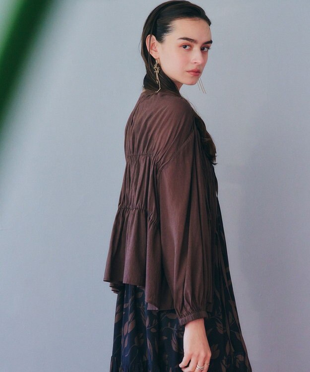 YECCA VECCA リボンデザインシアーブラウス Brown