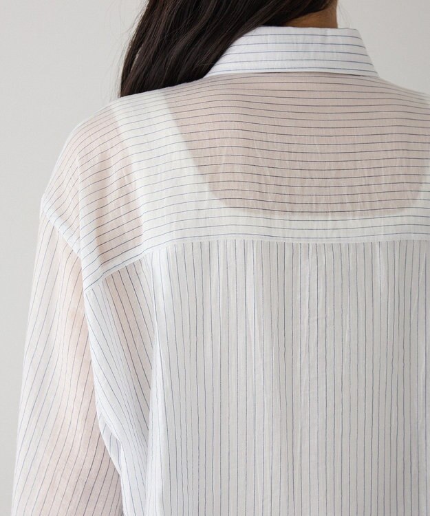 CRAFT STANDARD BOUTIQUE 【2点SET】スカーフ付きシアーストライプシャツ Stripe White